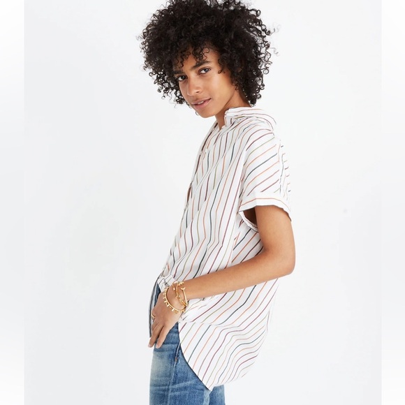 Madewell womens Central Shirt in Sadie Stripe white size small 100% cotton - Picture 2 of 12